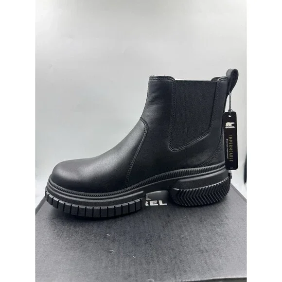 Sorel Women’s Boots ONA AVE Chelsea Chunky Boot Waterproof Sz 9 Black/Black New - Picture 8 of 16